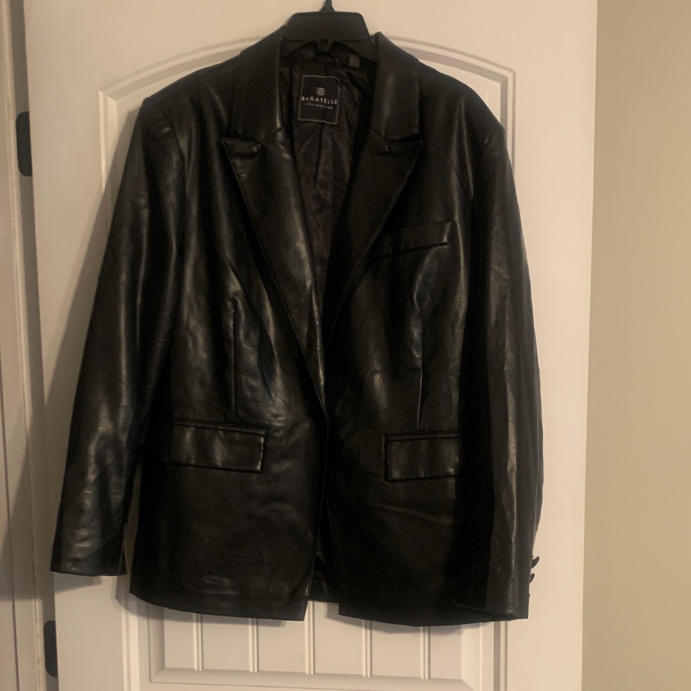 Black Faux Leather Blazer